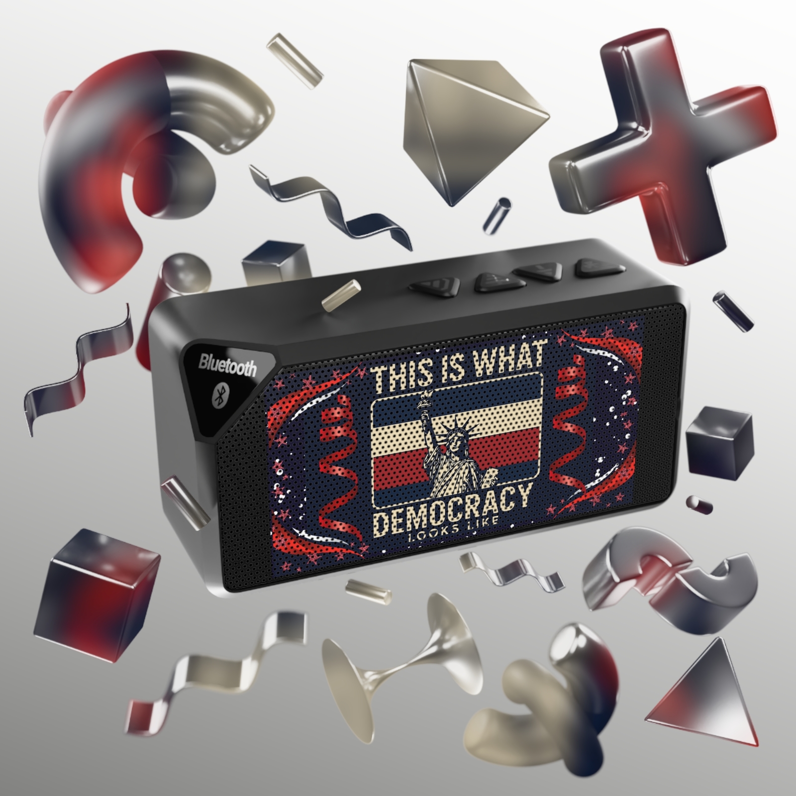 Patriotic Bluetooth Speaker, Wireless Sound System, Red White Blue Decor, [...]