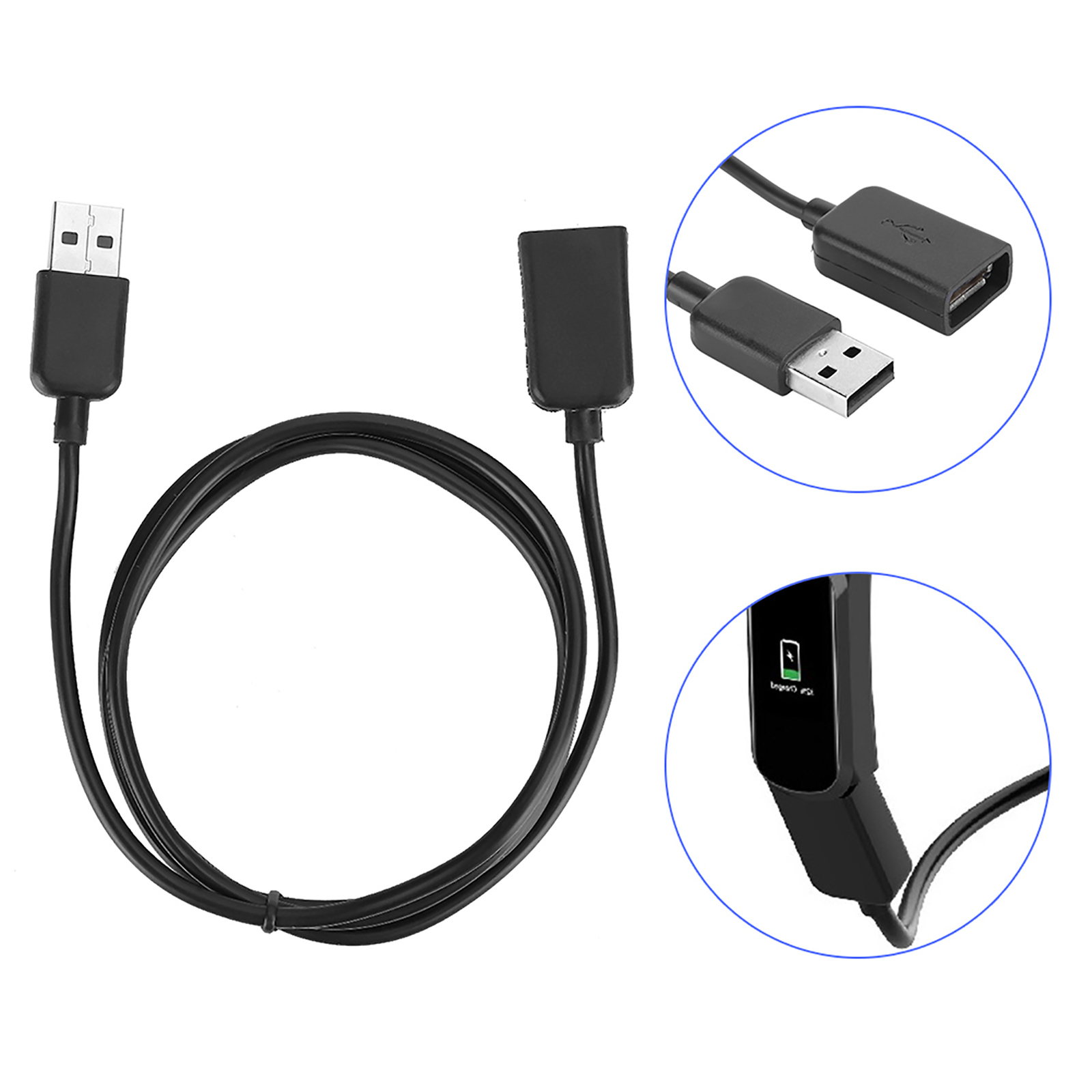5i Rubber TPE Soft Wire Black Lightweight Smart Bracelet USB Charging Cable Fit