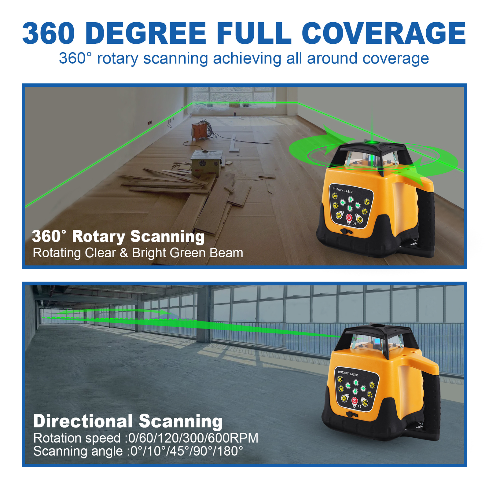 Automatic Self Leveling Green Rotary Laser Level Kit 360° Laser Measuring