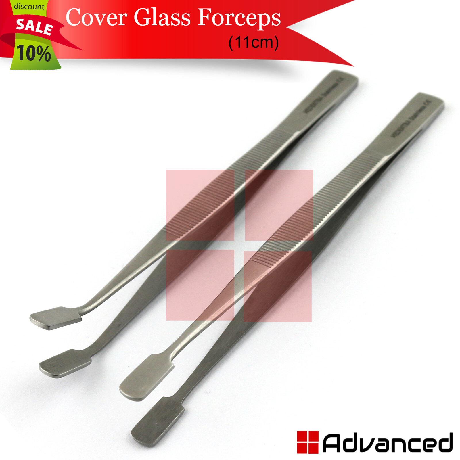 Cover Glass Forceps Lifting Stainless Steel Tweezers 4.5" Glass Handling Clamps