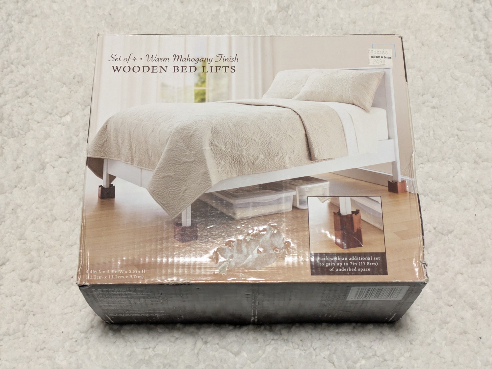Wooden Bed Lifts Warm Mahogany Finish Furniture Bed Risers Set of 4