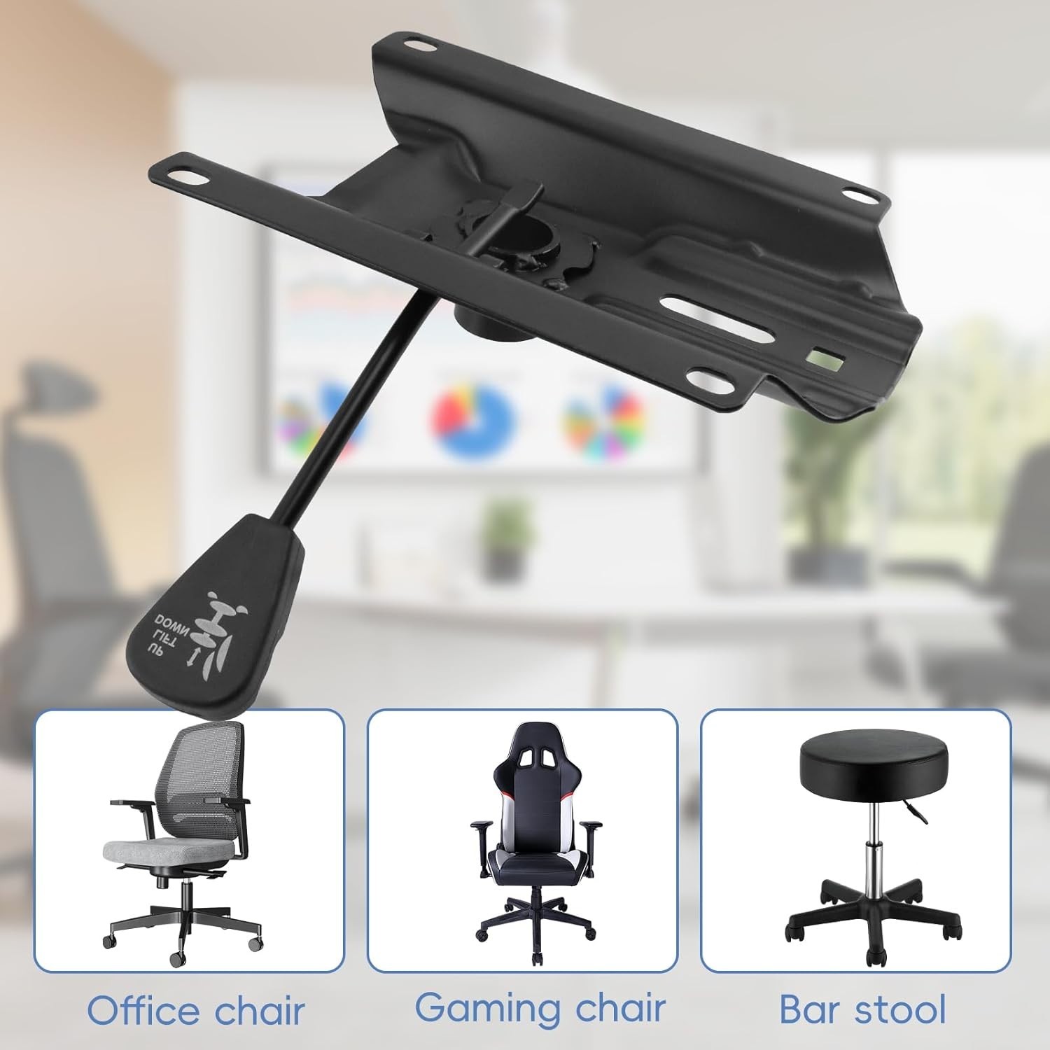 Office Chair Tilt Base Heavy Duty Steel Control Mechanism Black Swivel 6.8x5.5in