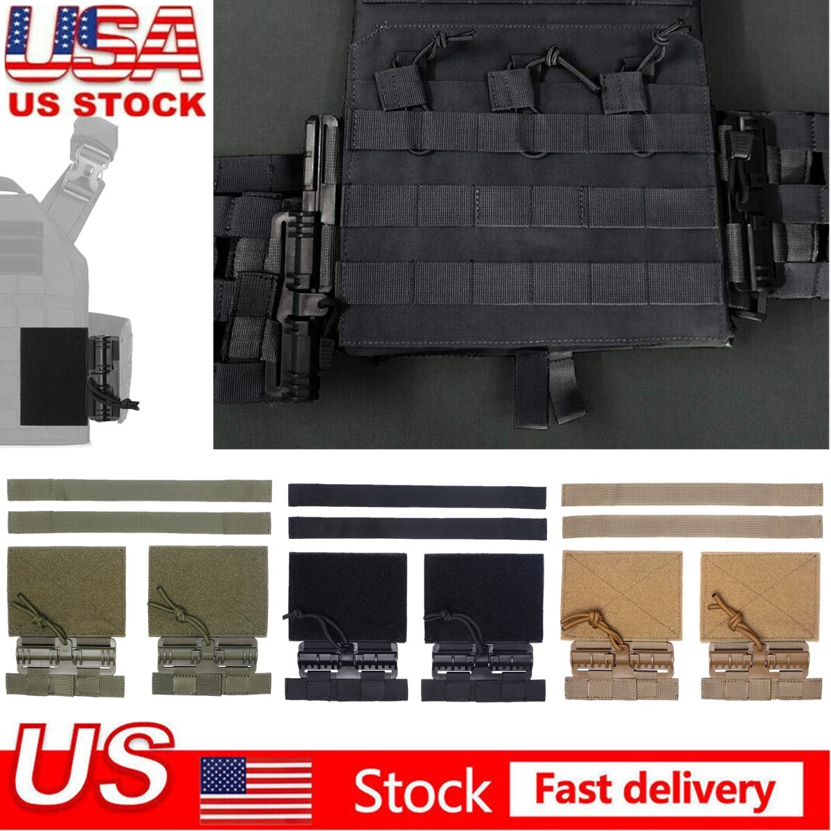 US Tactical MOLLE Vest Quick Release Buckle Set Fast Fit Molle Side Belt Straps