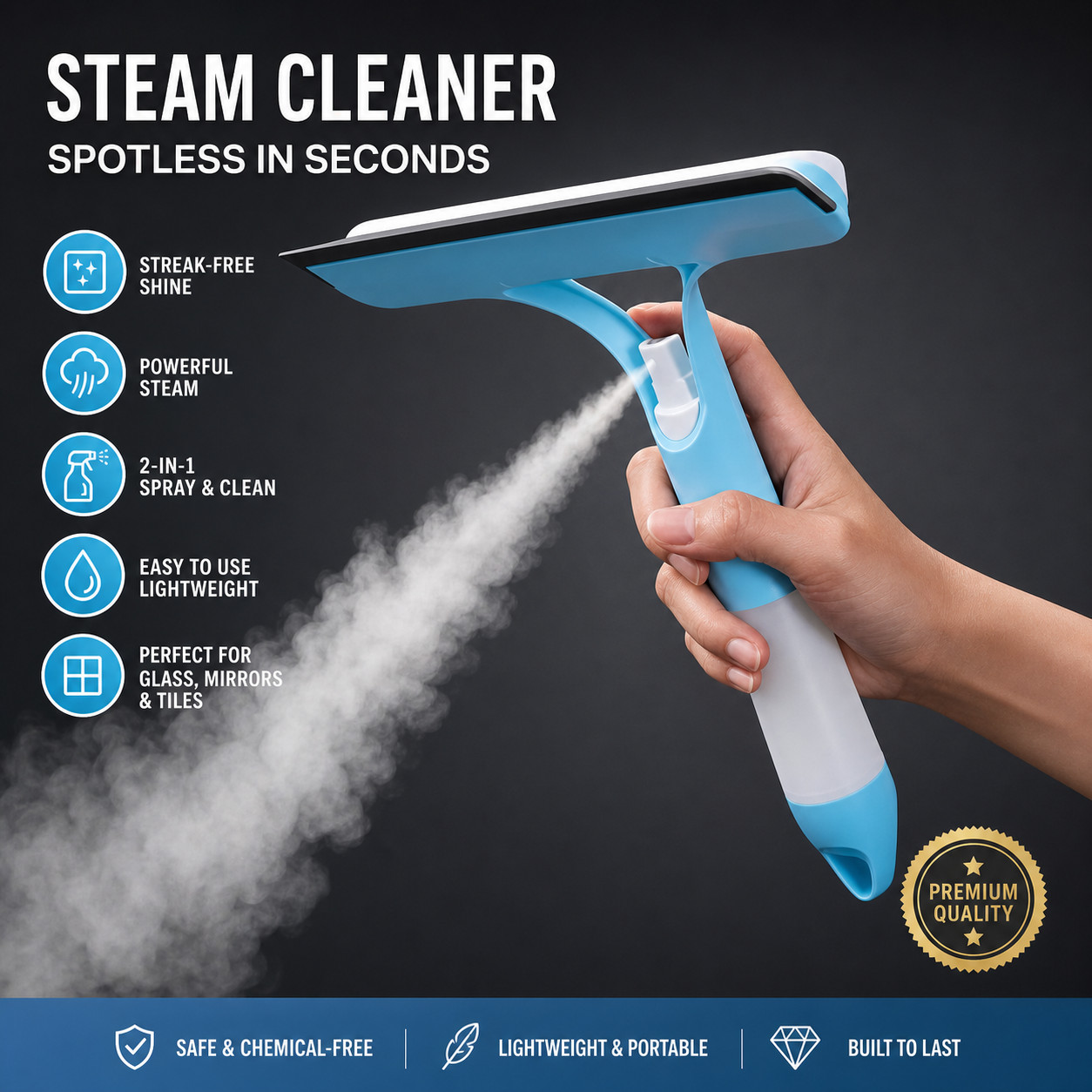 3-in-1 Silicone Shower Squeegee Spray Window Wiper Mirror Glass Cleaner Tool Pro