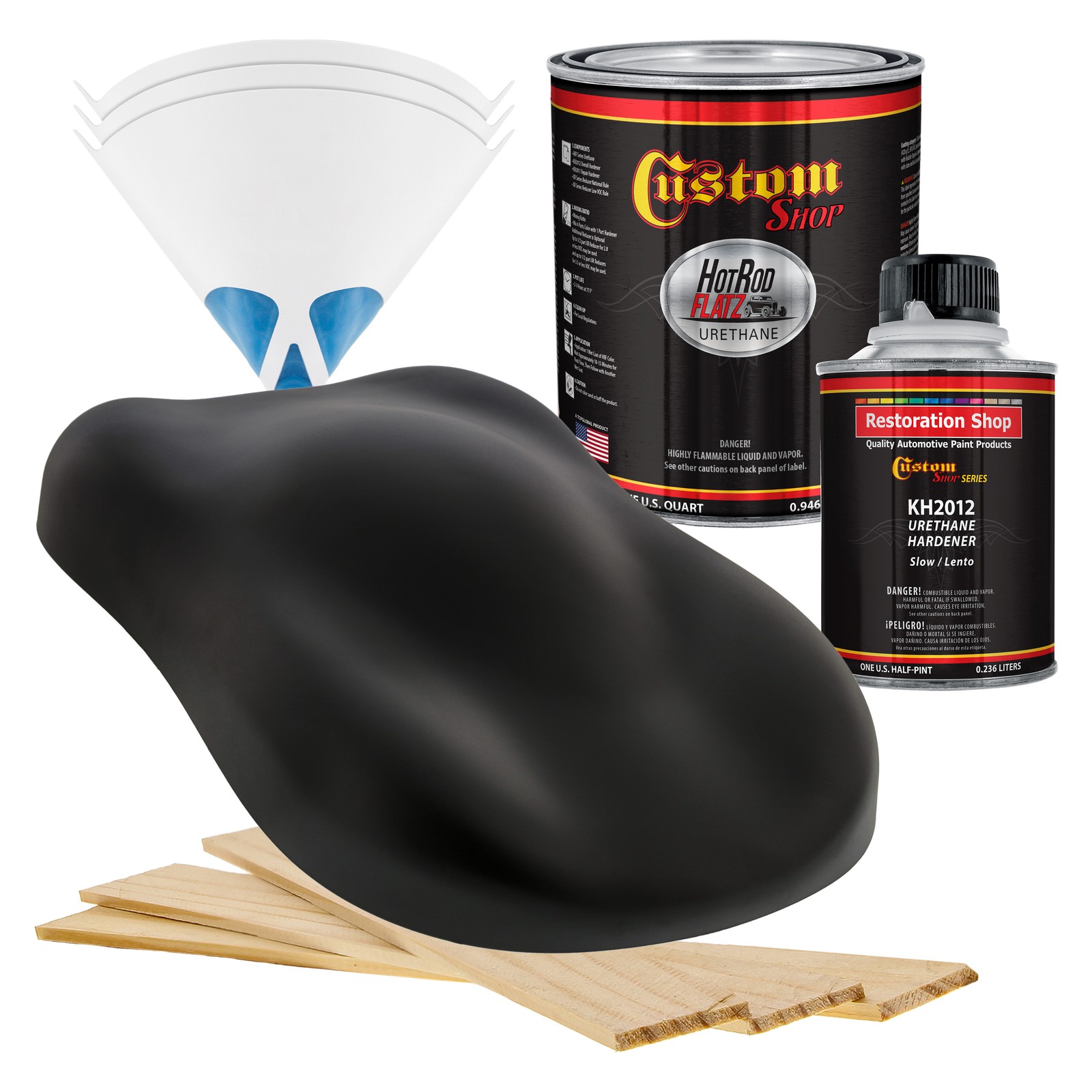 HOT ROD FLATZ Hot Rod Black Quart Kit URETHANE Flat Auto Car Paint Kit