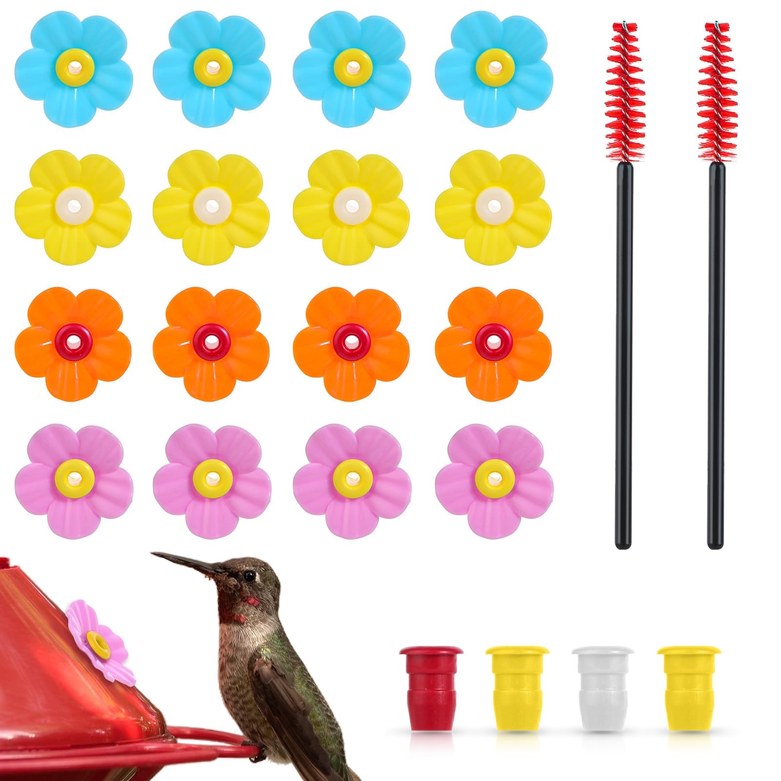16 Pieces Hummingbird Feeders Replacement Flowers, Pet Colorful