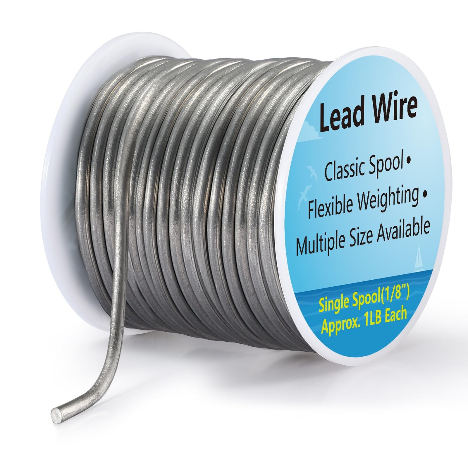 Lead Wire Solid Core Soft High Density 1 Lb Spool 5/64", 1/8", 3/16", 1/4" Gauge