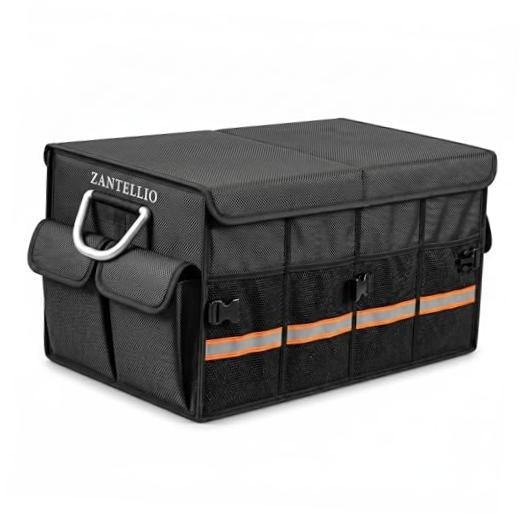 Premium Car Trunk Organizer, Heavy Duty Foldable SUV Storage Box with Non-Slip
