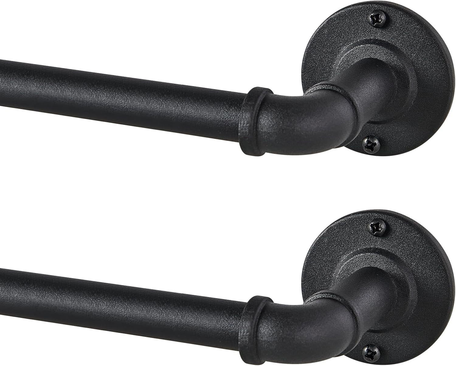 2 Pack Industrial Curtain Rods for Windows 48 to 84 Inches, Blackout Wrap around