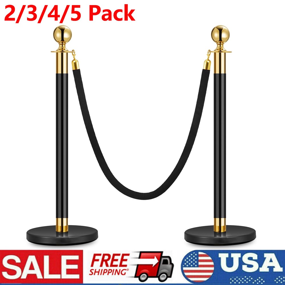 Stainless Steel Stanchion Posts w/ Velvets Ropes Queue Barrier for Crowd Control