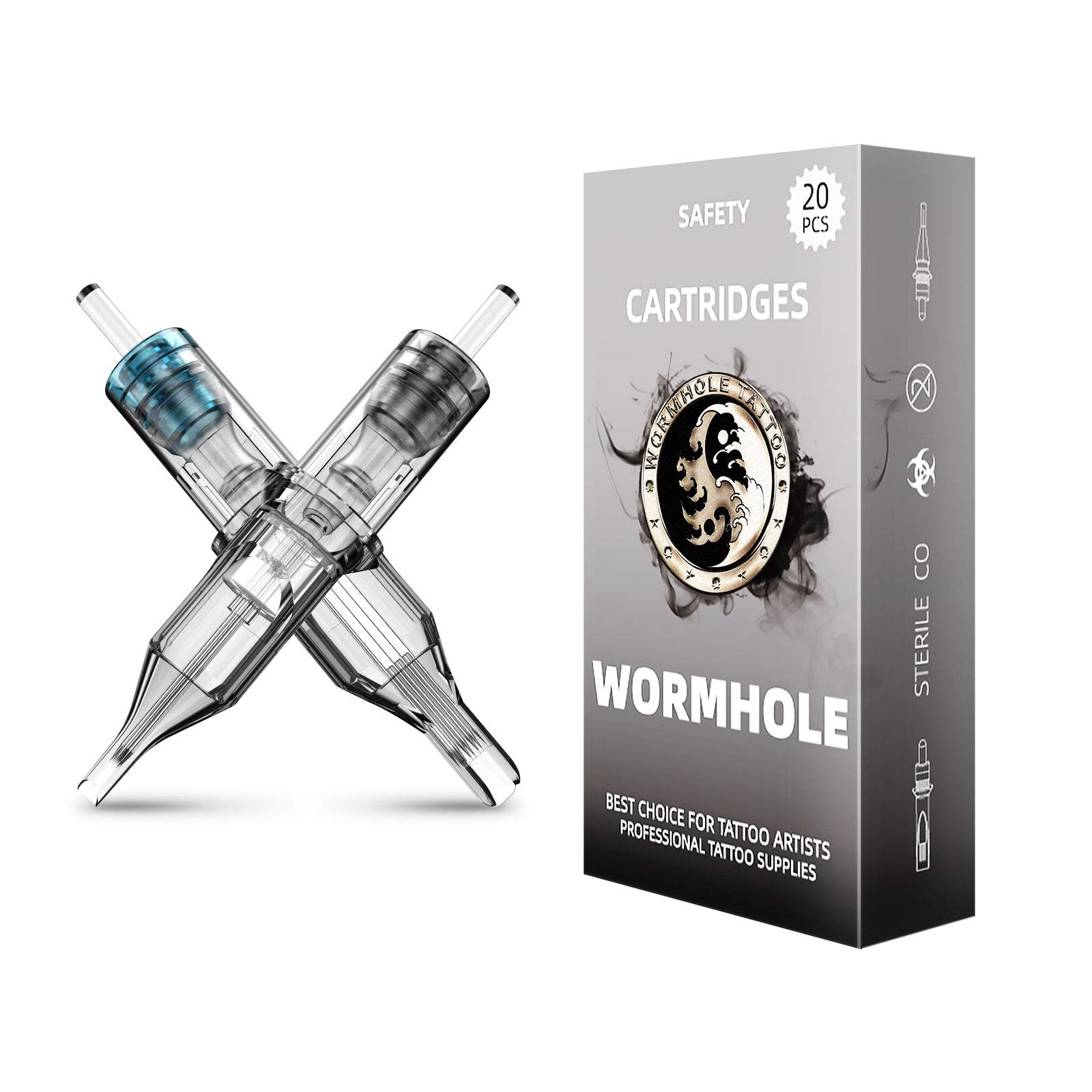 Wormhole Tattoo Cartridge Needles, 20pcs Mixed #12 mix, Grey
