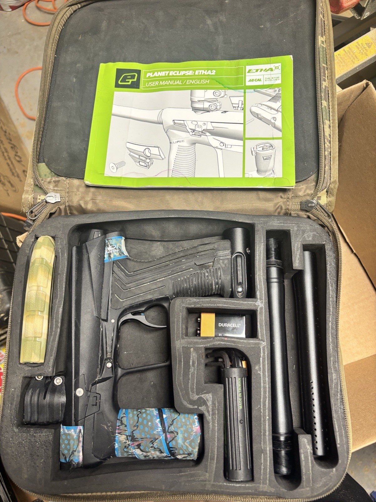 Planet Eclipse Etha2 Paintball Marker Package with Barrel, Hopper, Harness, Pads