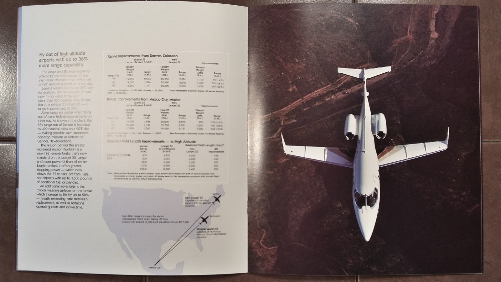 Original Gates Learjet 55 Performance Plus Brochure, 12 page, 8.75 x 10"