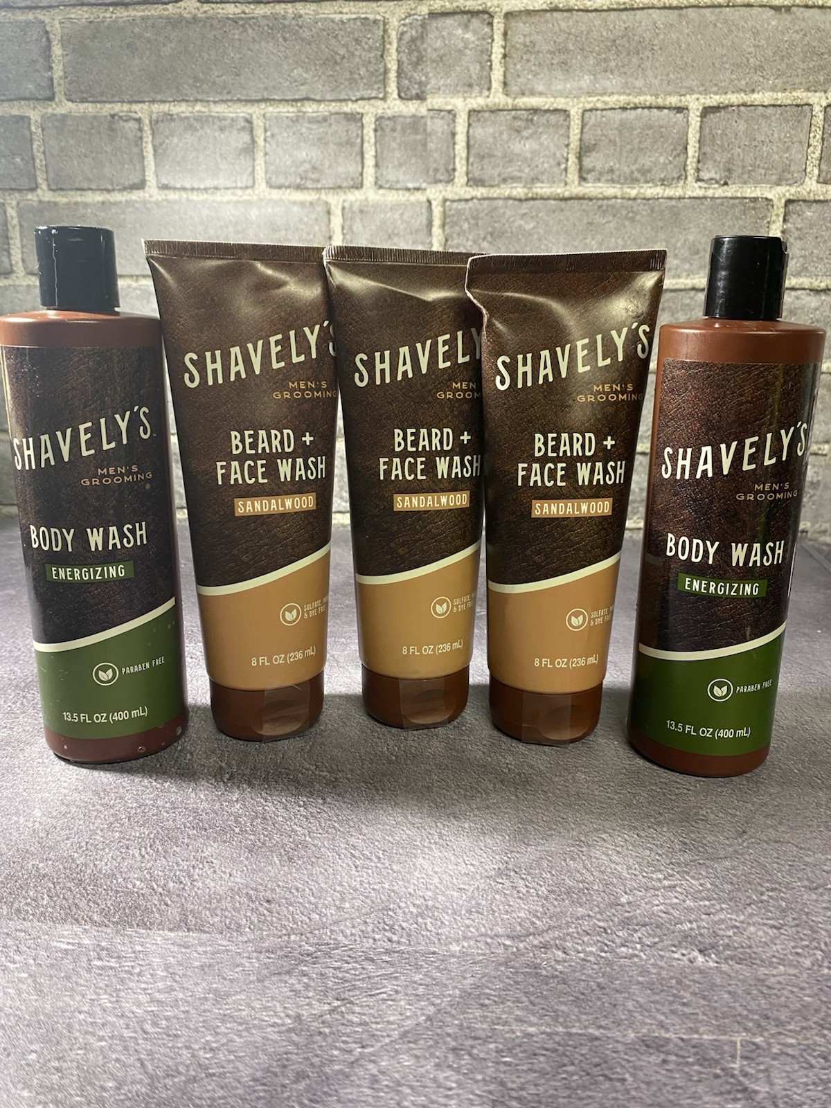 Shavely's Men’s Beard and Face Wash 8 Fl Oz (3) Sandalwood & Body Wash (2)