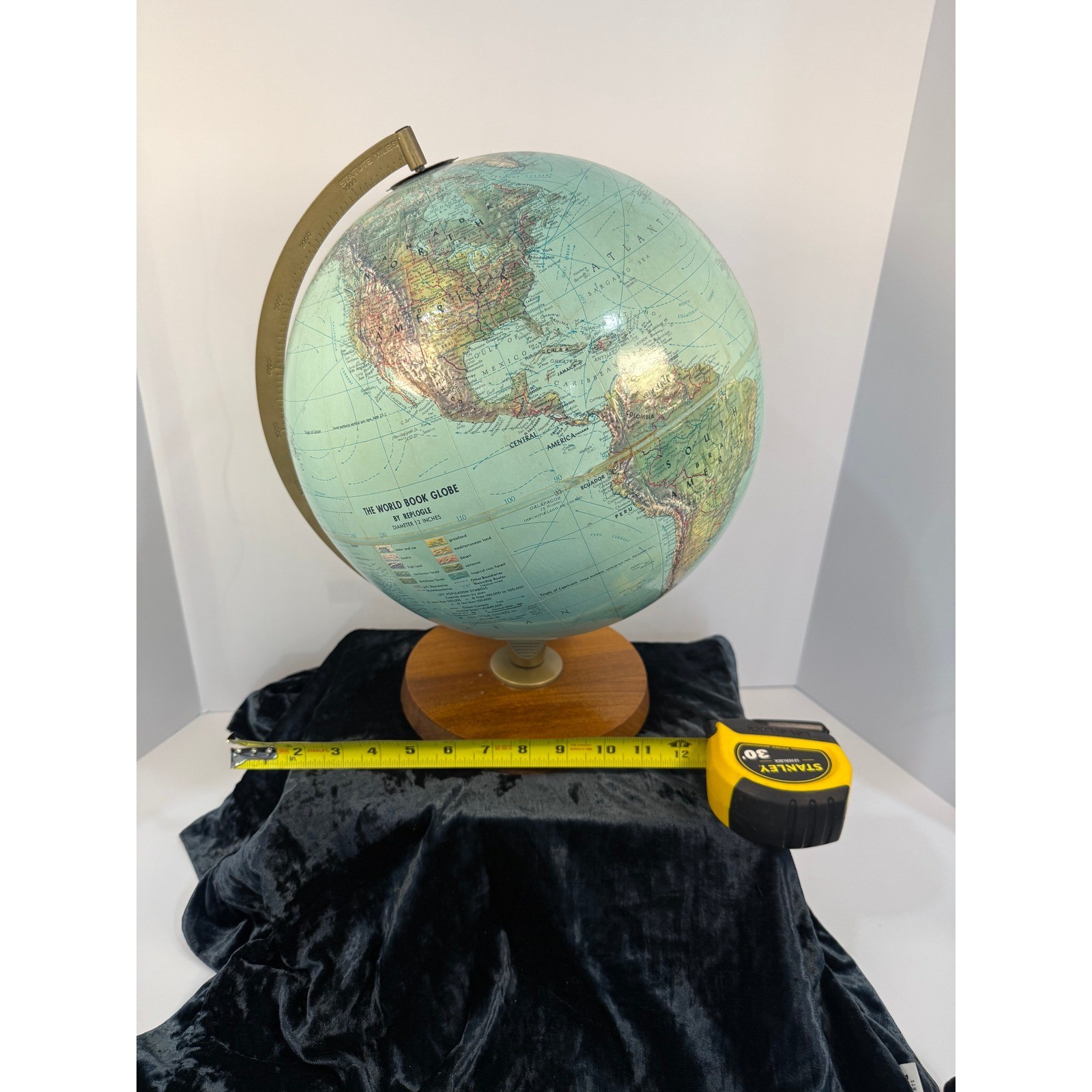 Rand McNally World Book Globe with Wooden Base Vintage Mid Century