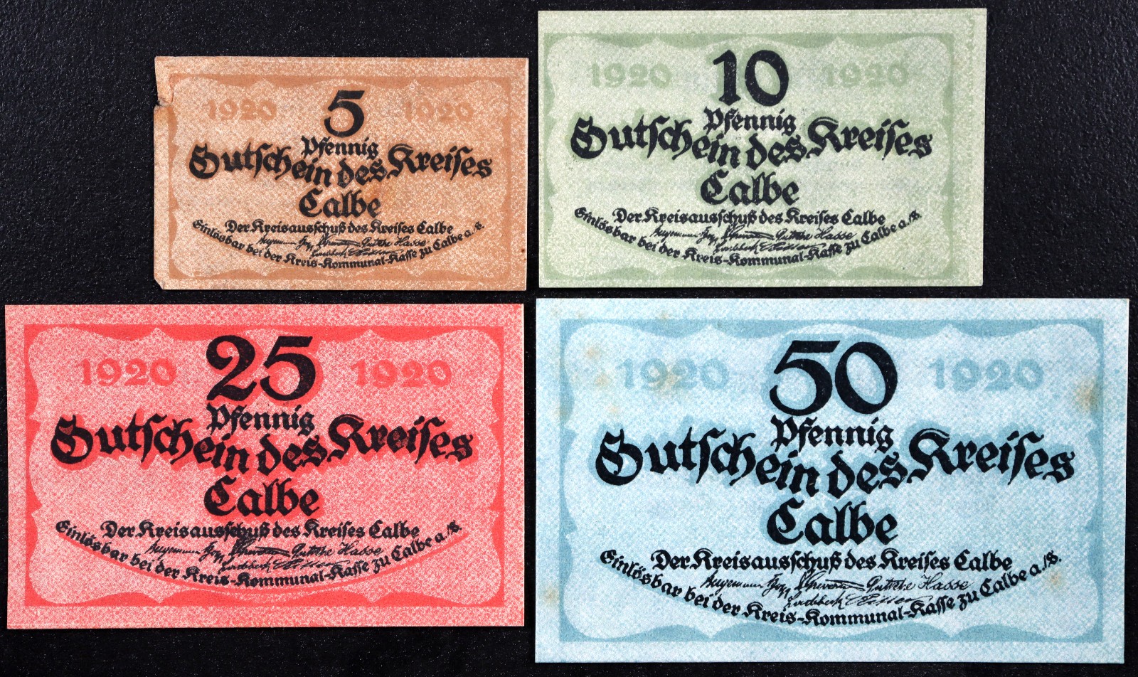 CALBE 1920 Complete Set small German Notgeld