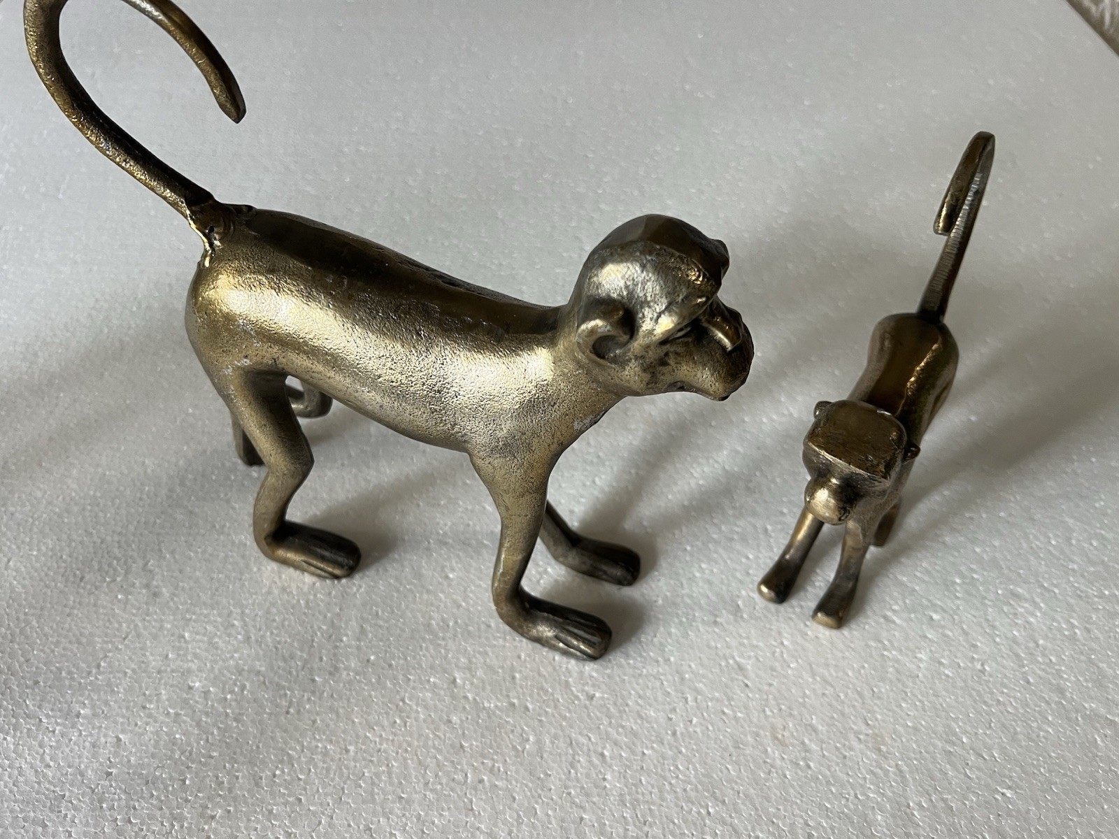 Pair of Bronze Interior Monkey Figurines Hand-Cast, India, Excellent Condition