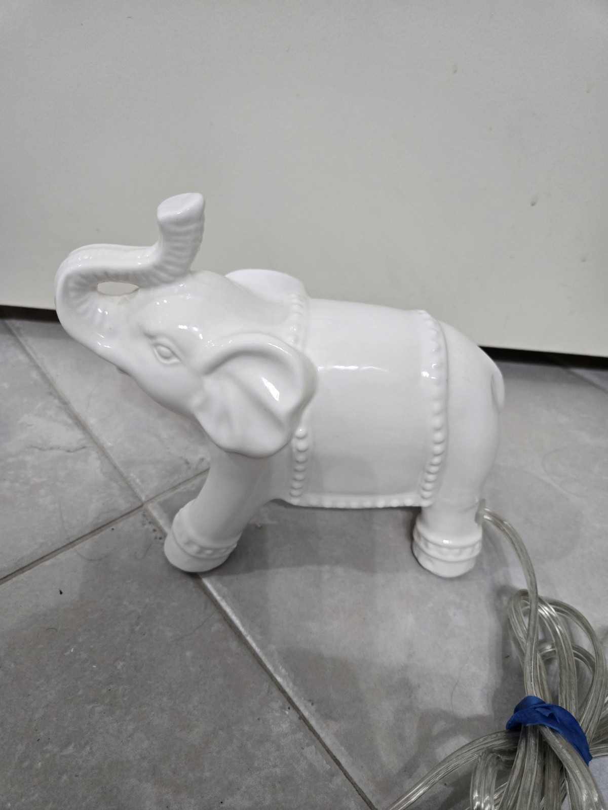 White Ceramic Elephant Night Light  Tested Works