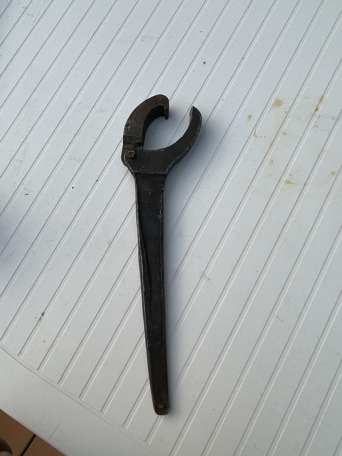 Antique Hand Forged Tools 15” Adjustable Hook Spanner Wrench Steampunk.
