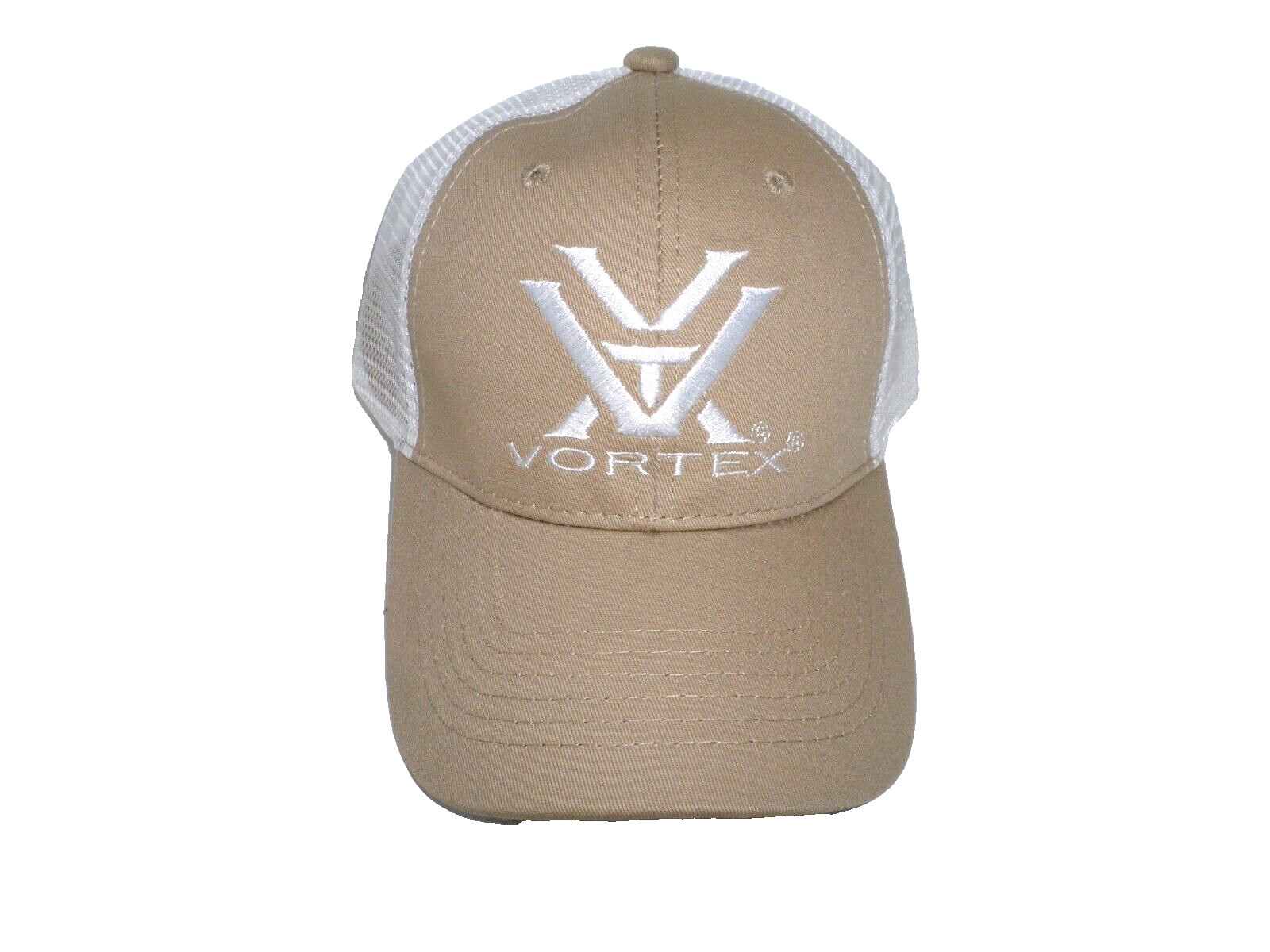 Vortex Optics Snapback Hat Beige with White Mesh Embroidered Logo NWOT