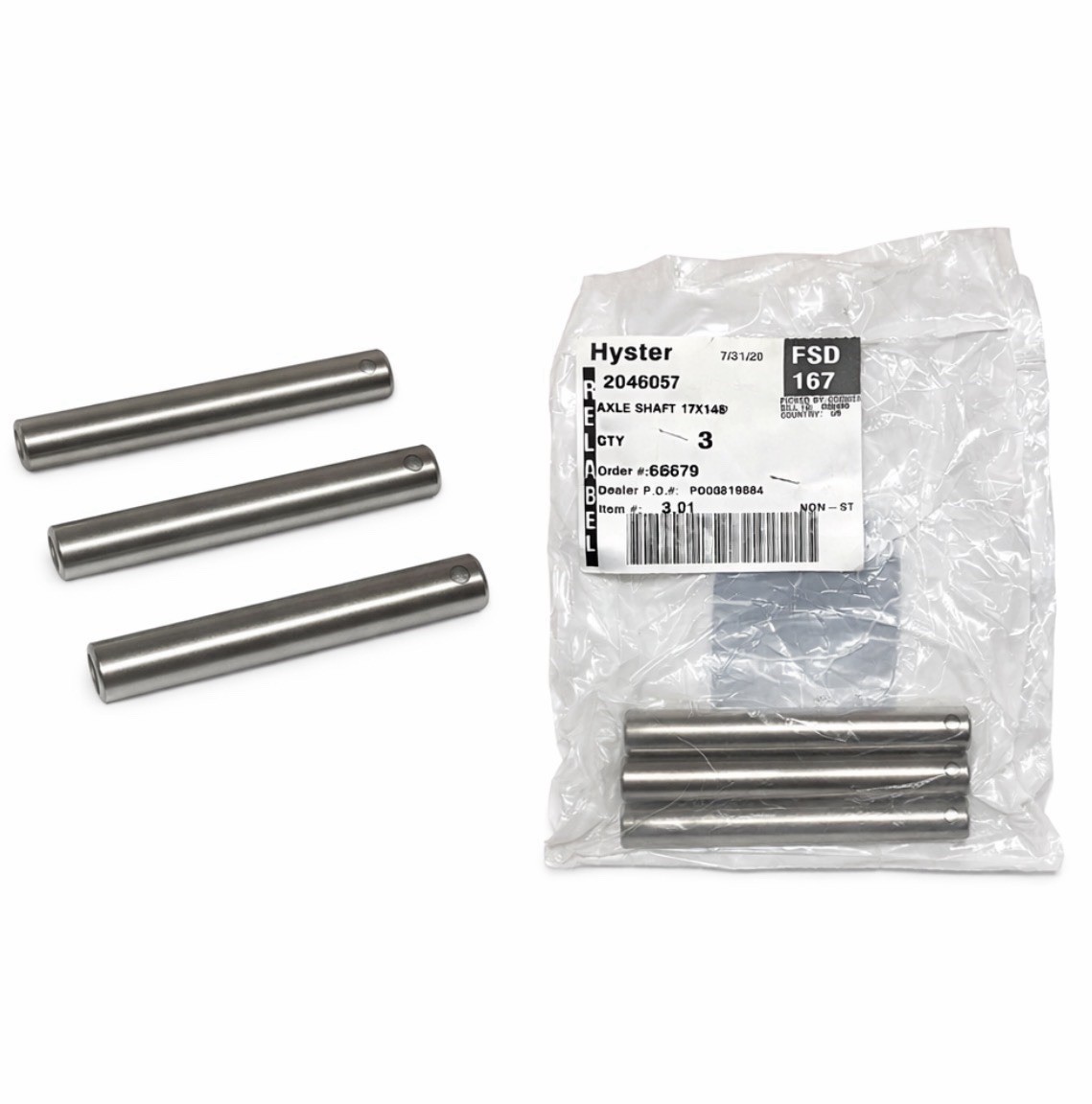 Hyster 2046057 Axle Shaft 17X148 OEM New Lot of 3 Made in Germany