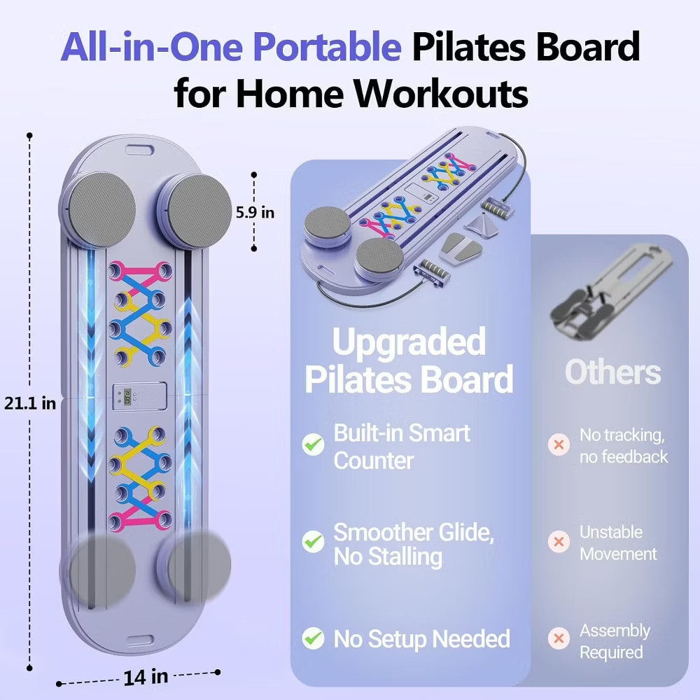 FLYBIRD Pilates Board, Multi-functional Ab Exercise Board, Foldable Home Pilates