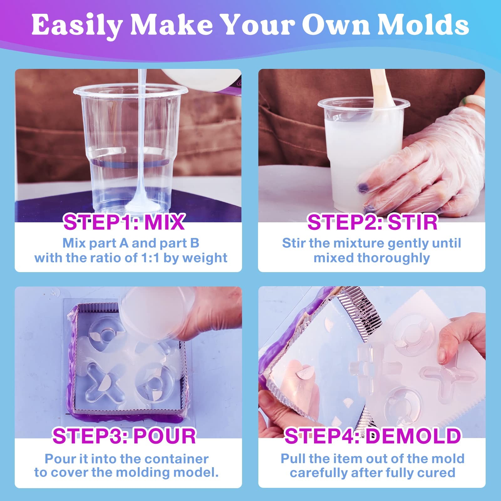 LET'S RESIN Silicone Mold Making Kit-Translucent 20.46 oz, Translucent Clear