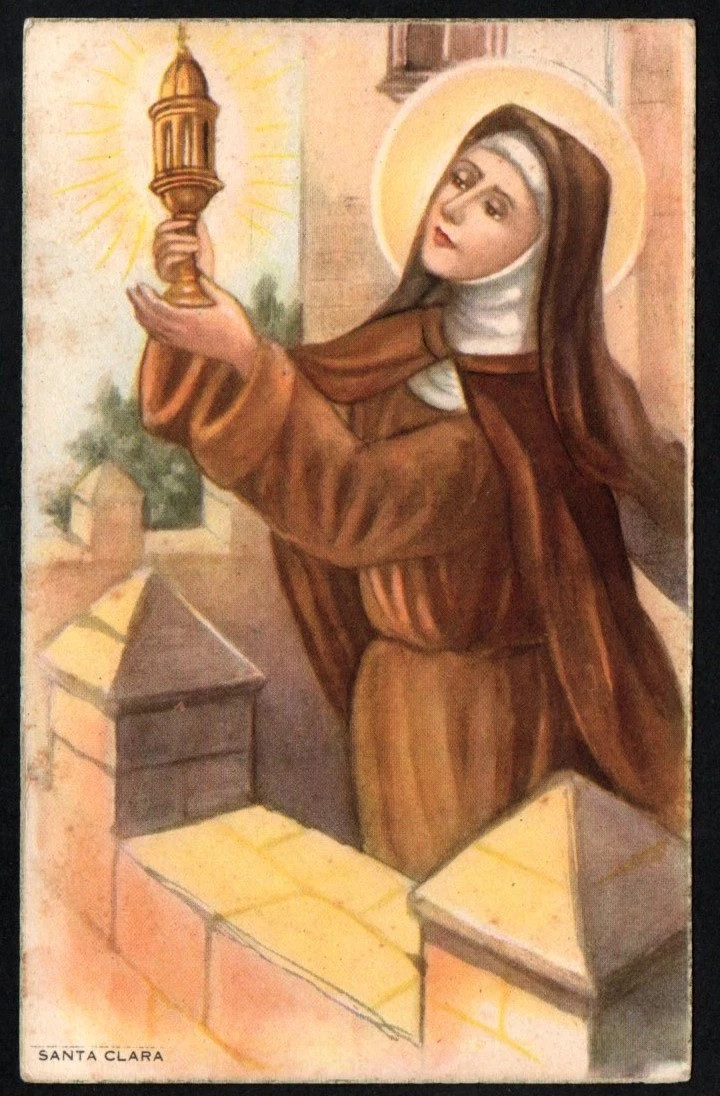 Holy card antique postale de Sta Clara de Asis santino image pieuses estampa