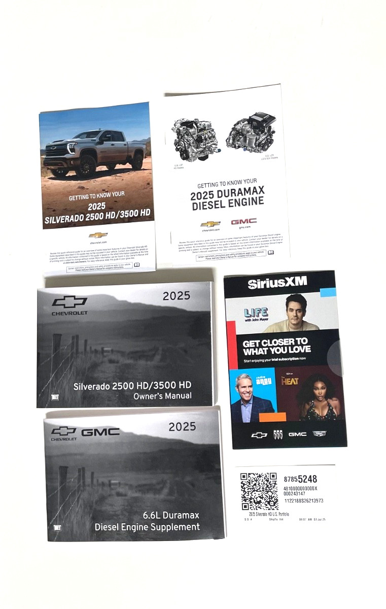 2025 CHEVROLET SILVERADO 2500HD/3500HD 6.6 DURAMAX DIESEL OWNERS MANUAL SET OEM