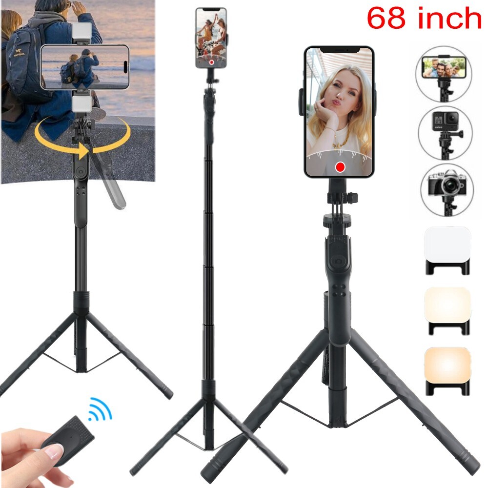 Portable 68" Wireless Remote Selfie Stick Tripod Phone Stand For iPhone Camera