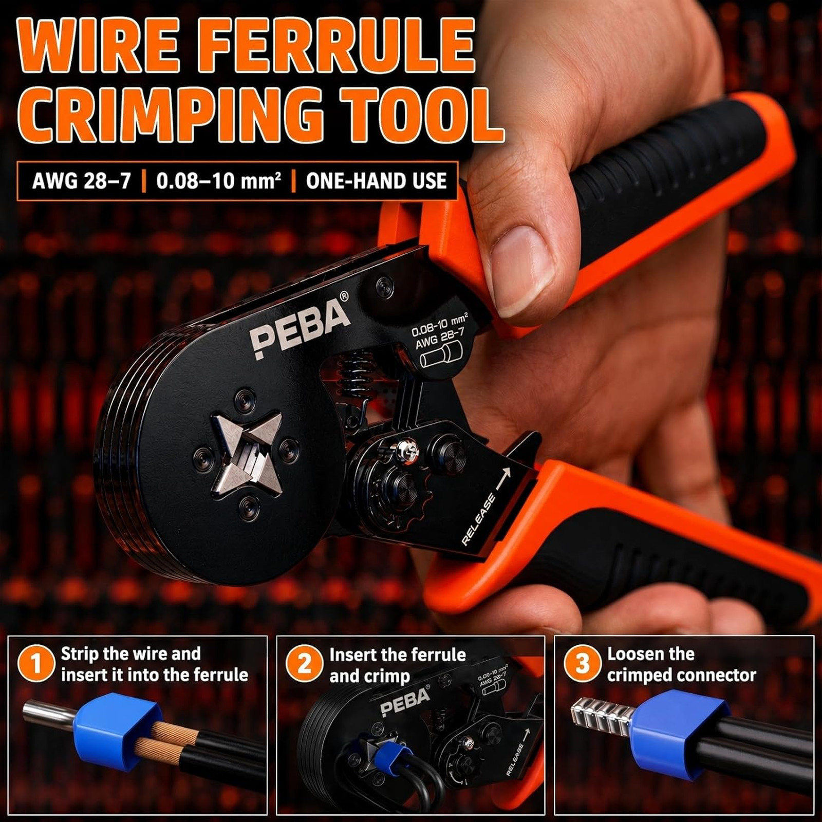 PEBA Ferrule Crimping Tool Kit 28 Sizes Tinned Copper Wire Insulated