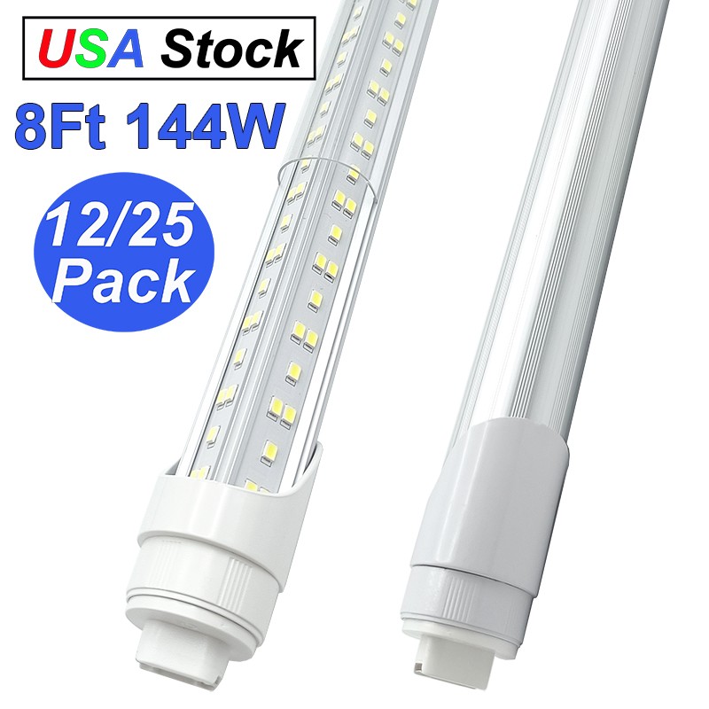 12/25Pcs T8 8FT R17D HO Led Tube Light Bulbs Double Pin 8 Foot Led Shop Lights