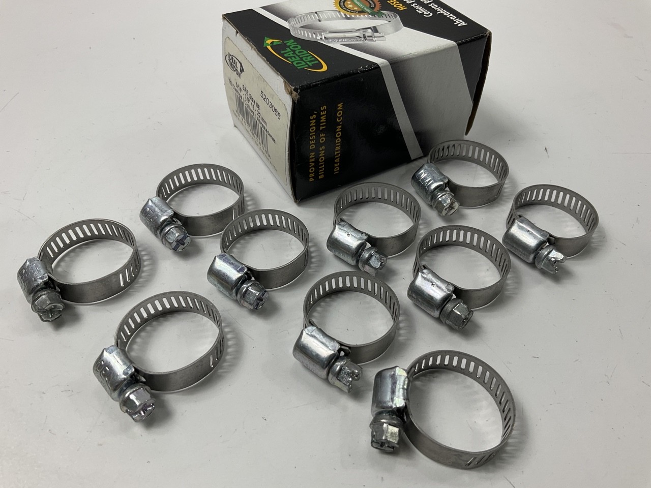 (10) Ideal 5203066 Hose Clamps, 5/16" - 7/8" / 8-22 Mm Clamp Range, SAE Size 06