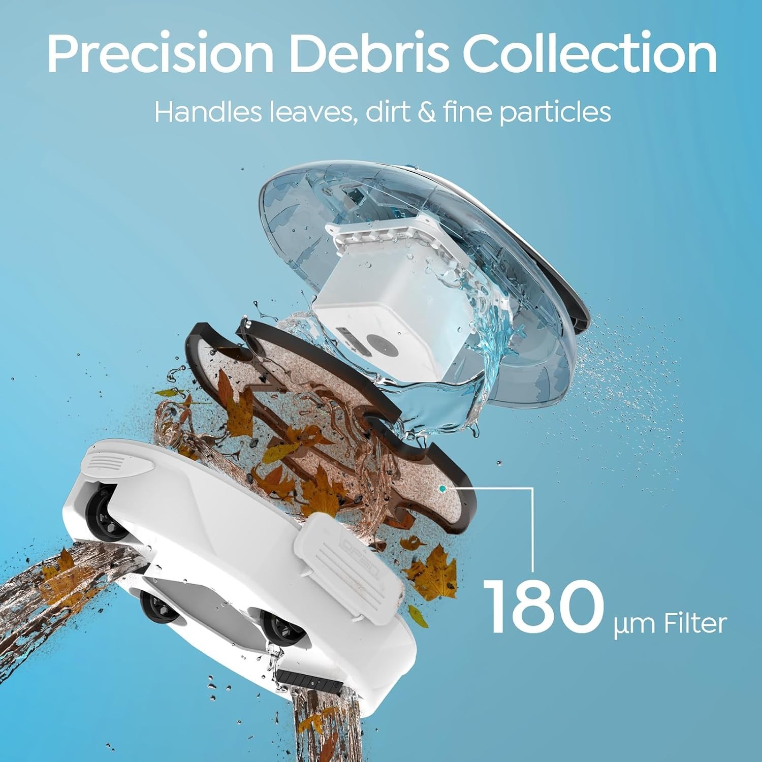Pool Vacuum Robot for above Ground Pools, Cordless Operation, 80-Min Runtime