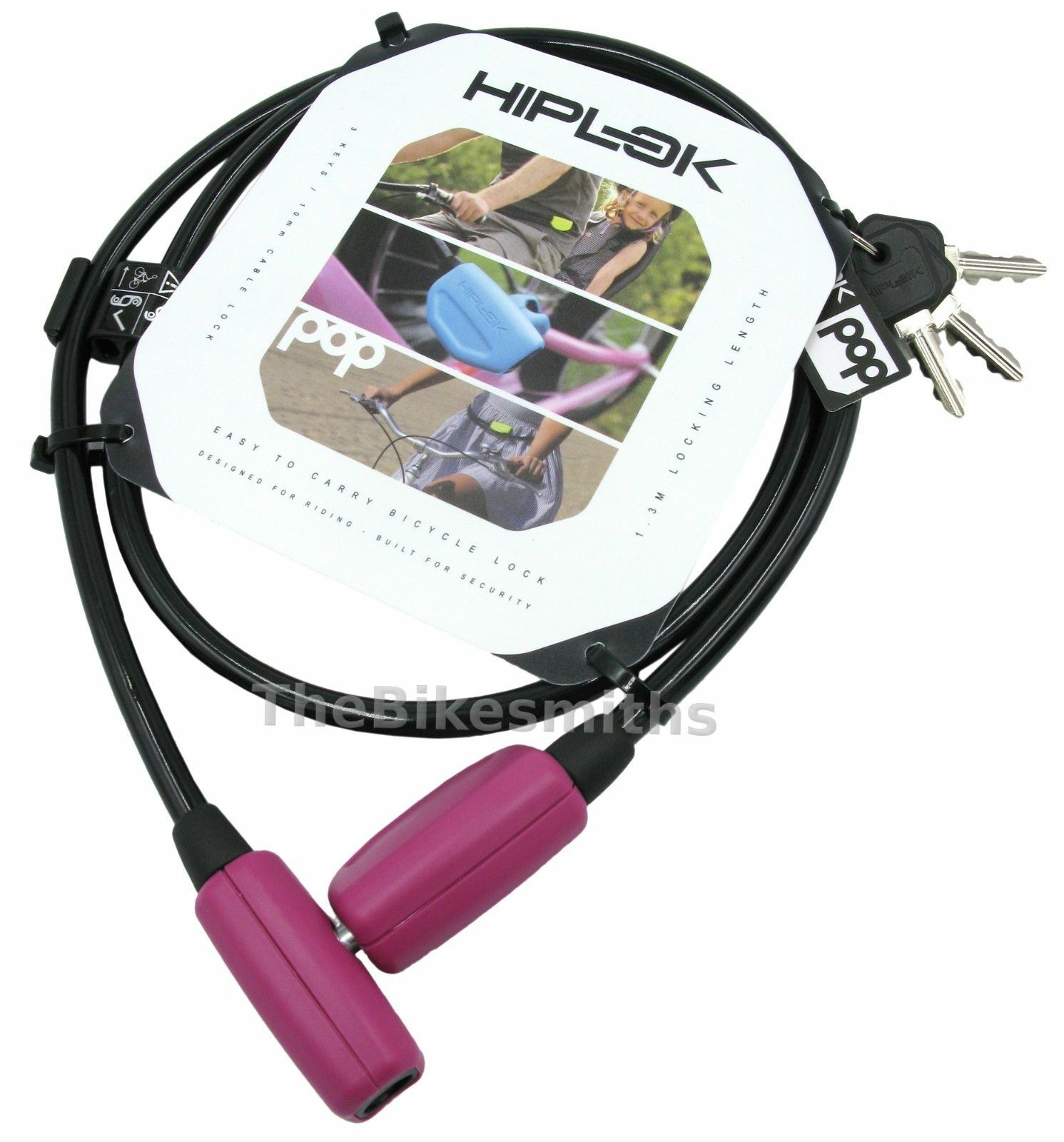 Hiplok Cable Bike Lock 1.3m x10mm fits 24-42" Waist Hiplock PINK