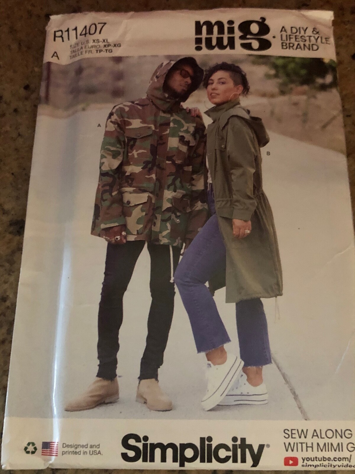 🦋 SIMPLICITY #R11407 - ADULT TWO LENGTH CAMOUFLAGE JACKET PATTERN  XS-XL FF