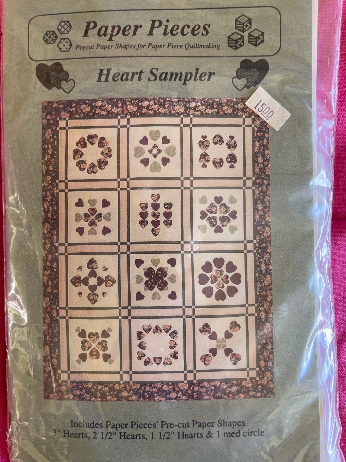 HEART SAMPLER, Paper Pieces, precut paper shapes, Quilt Pattern, NEW