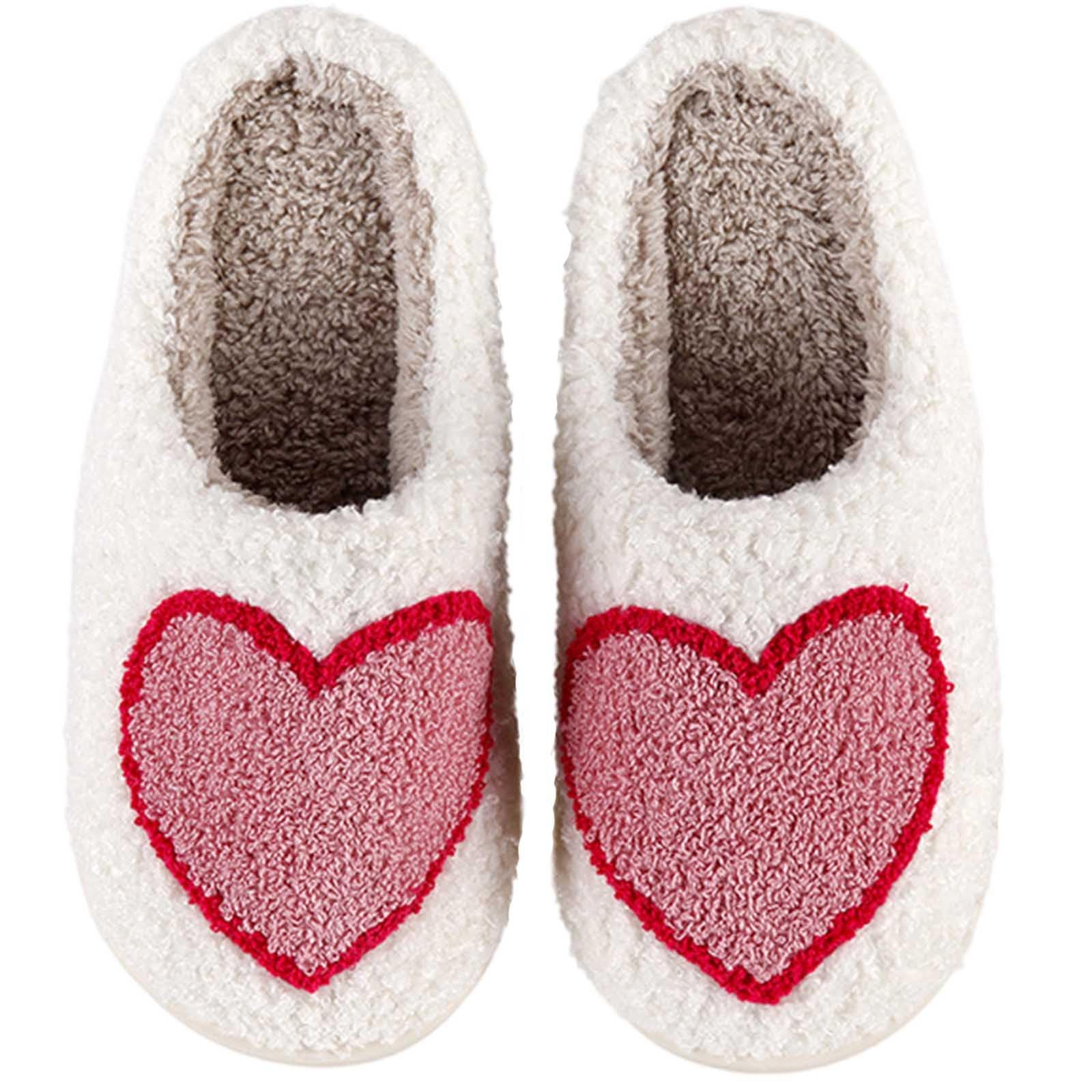 HIPINISS Heart Slippers Valentines Slippers House Slipper for Women Men Fluff...