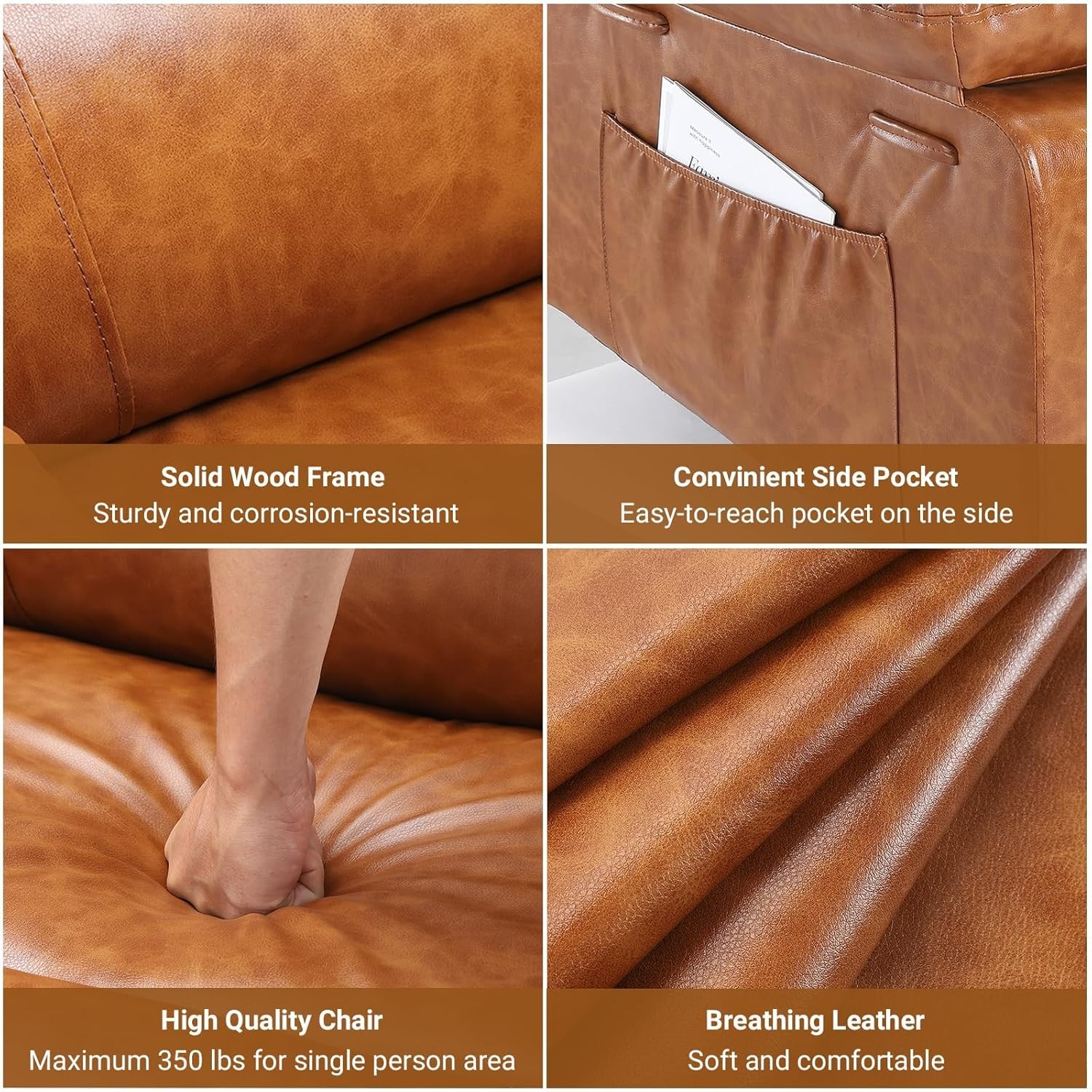 Power Lift Recliner Chair W/Heat & Massage, PU Leather Recliner for Elederly US