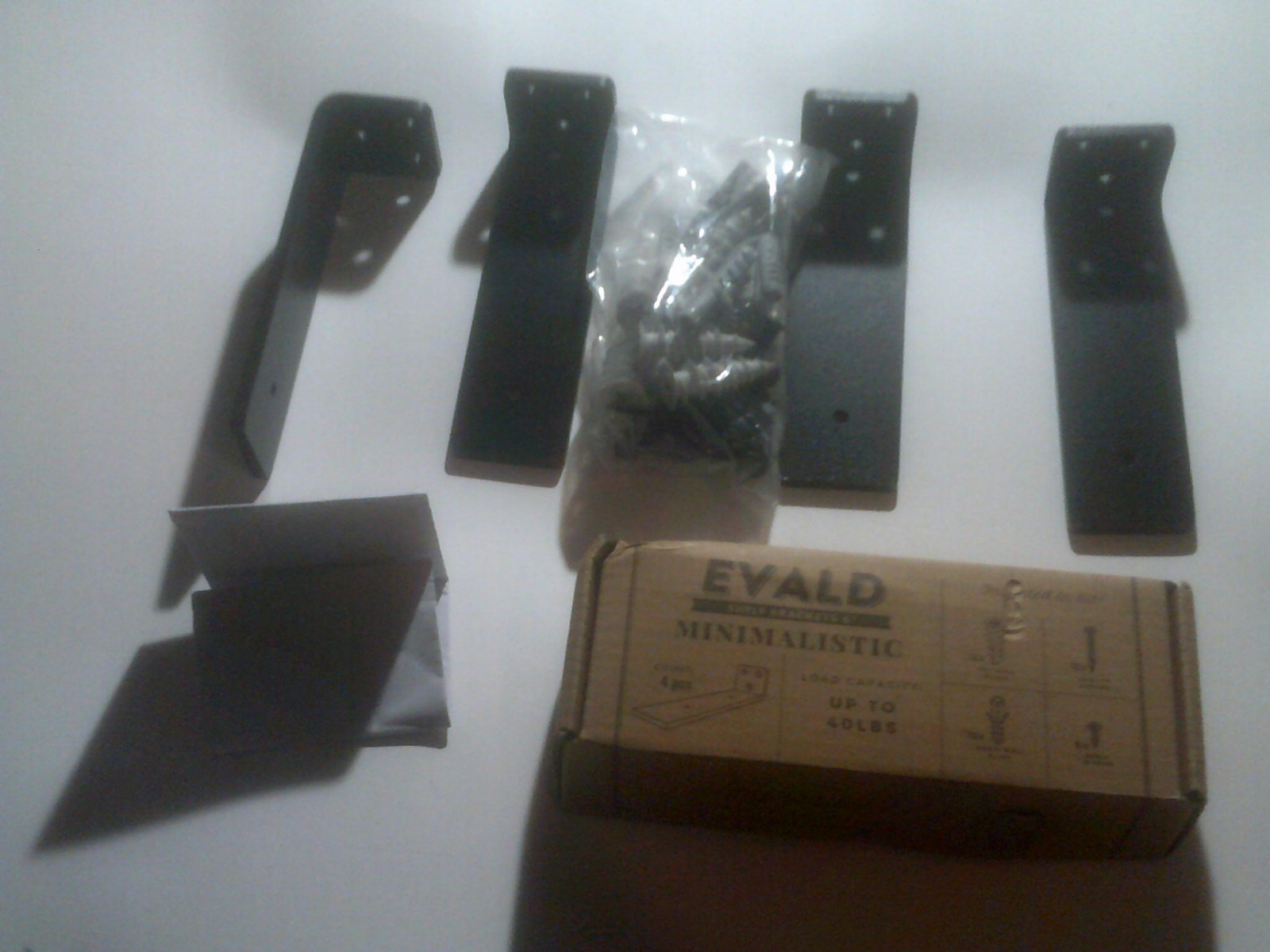 EVALD Floating Shelf Brackets 5 1/4" Minimalistic 4 Piece Black