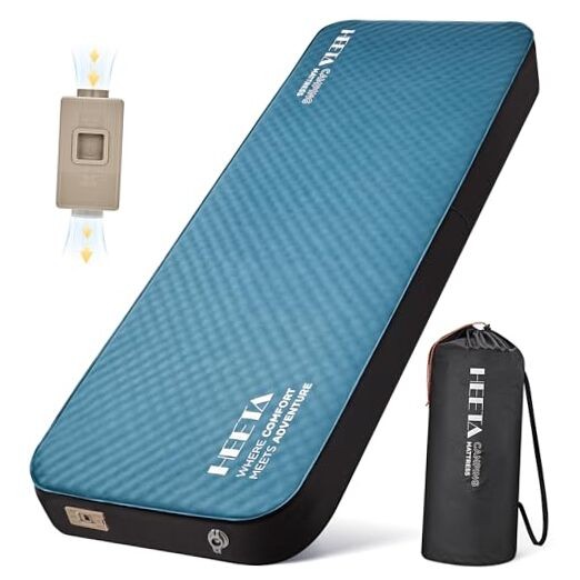 Self Inflating Sleeping Pad with Electric Pump, 4" Ultra Thick Memory Foam
