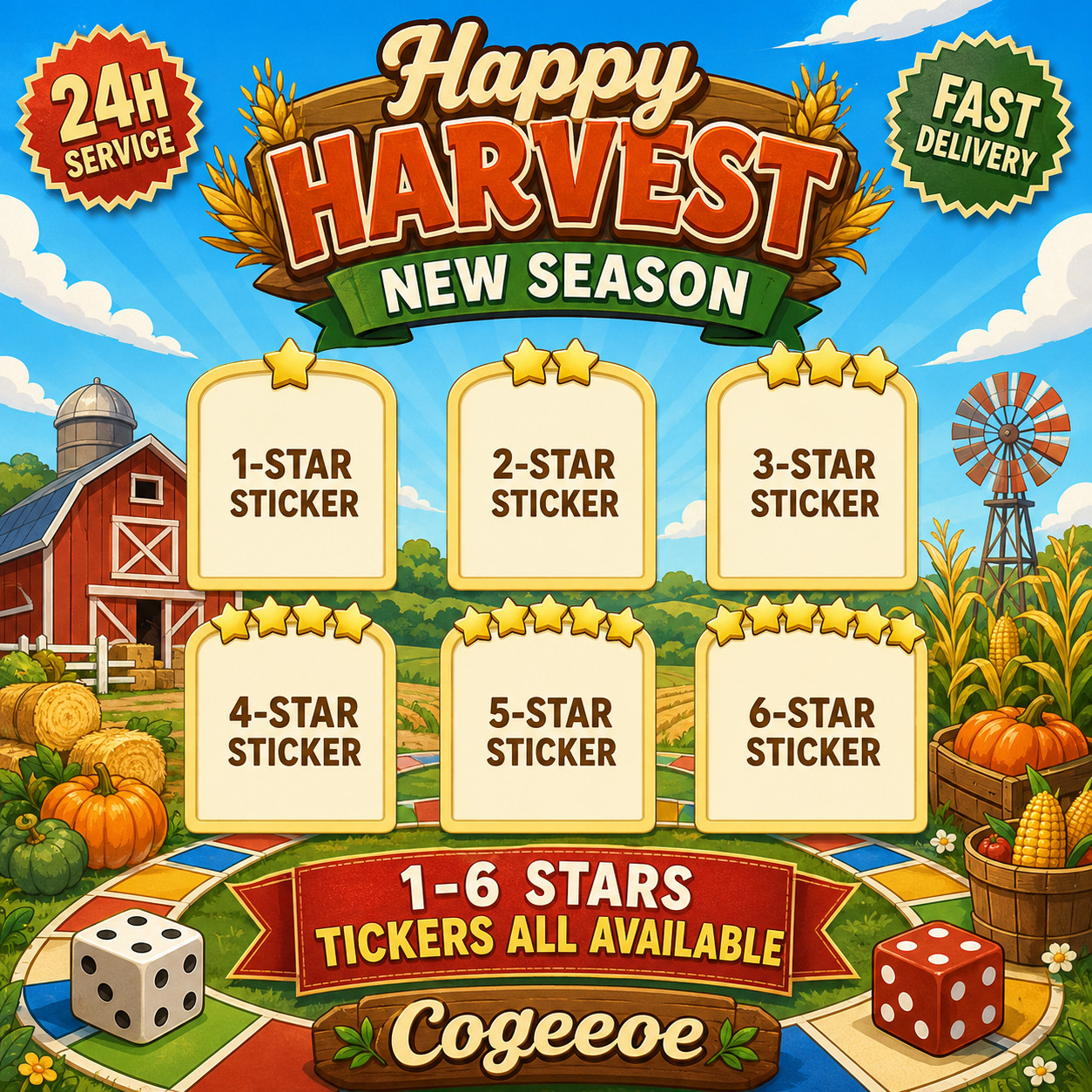 The Happy-H New Album Mono-poly Go 1-6⭐ All Stickers Available Golden Stickers