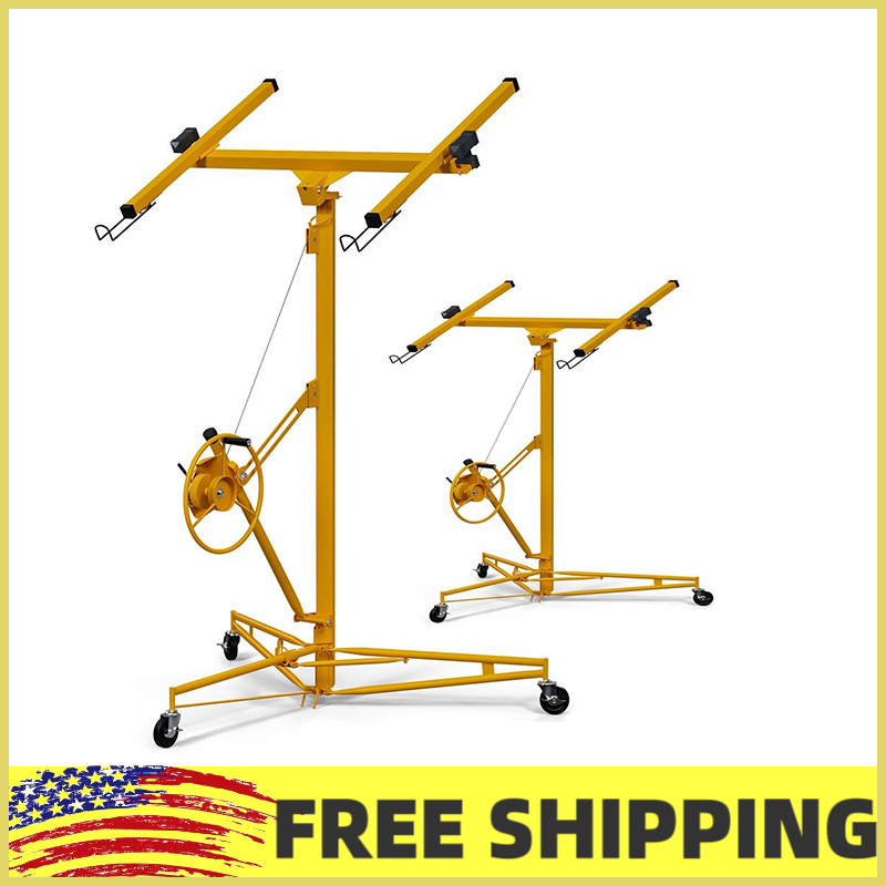 11FT Sheetrock Lift Rolling Drywall Lifter 150LBS Heavy Duty Lift Panel Hoist Ja