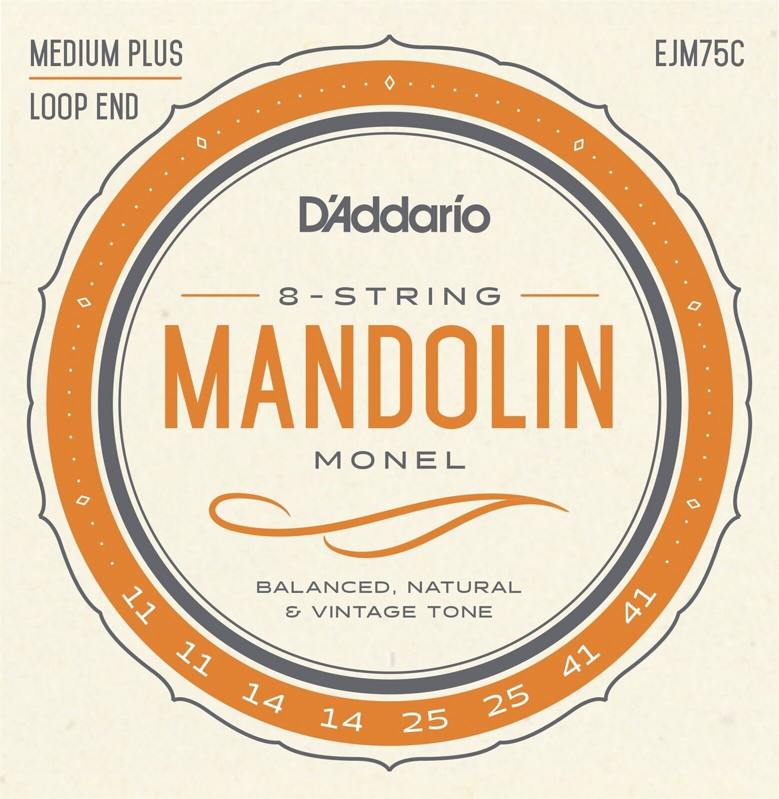 D'Addario Mandolin Strings Monel Medium Plus 11-41 Loop End