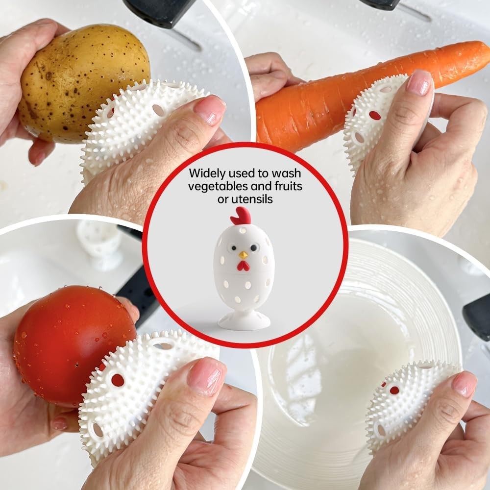 Egg Brush Cleaner 2PCS Silicone Egg Cleaner Scrubber for Fresh Eggs Blue
