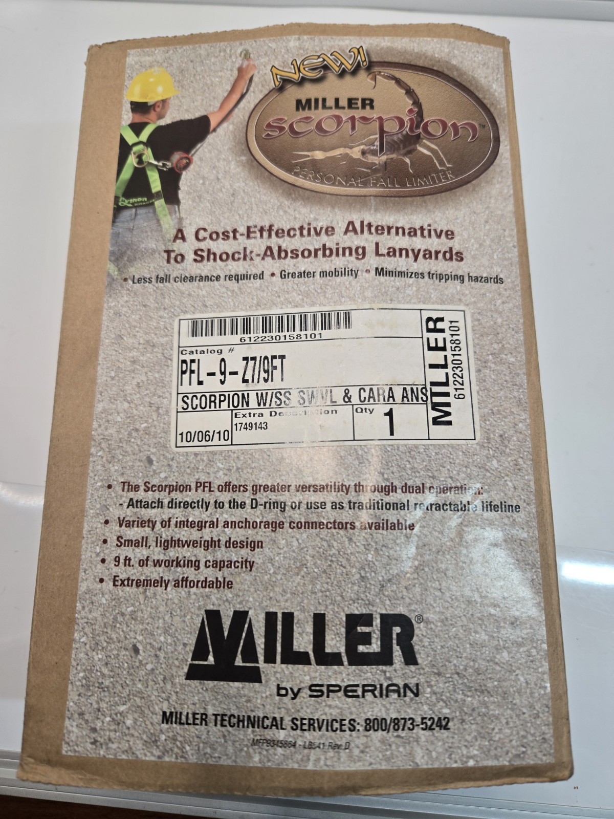 ⭐NEW⭐ MILLER SCORPION PFL-9-Z7/9FT 9' RETRACTABLE LANYARD.