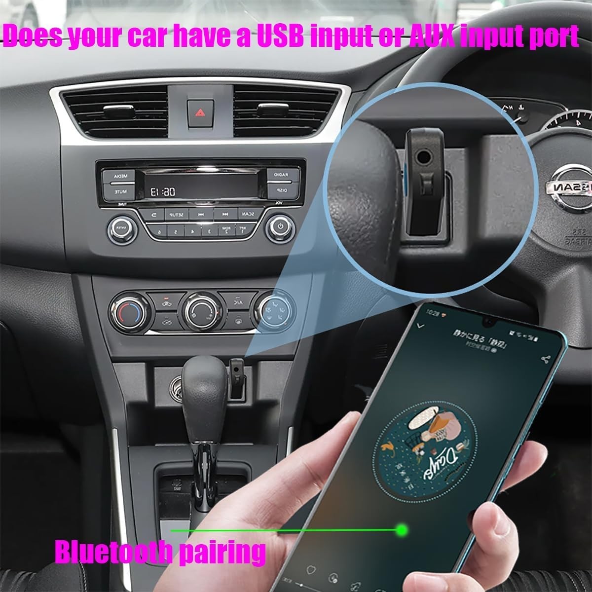 USB Bluetooth Receiver, Bluetooth 5.3 Wireless Audio Adapter 3.5mm Car Kit Mu...