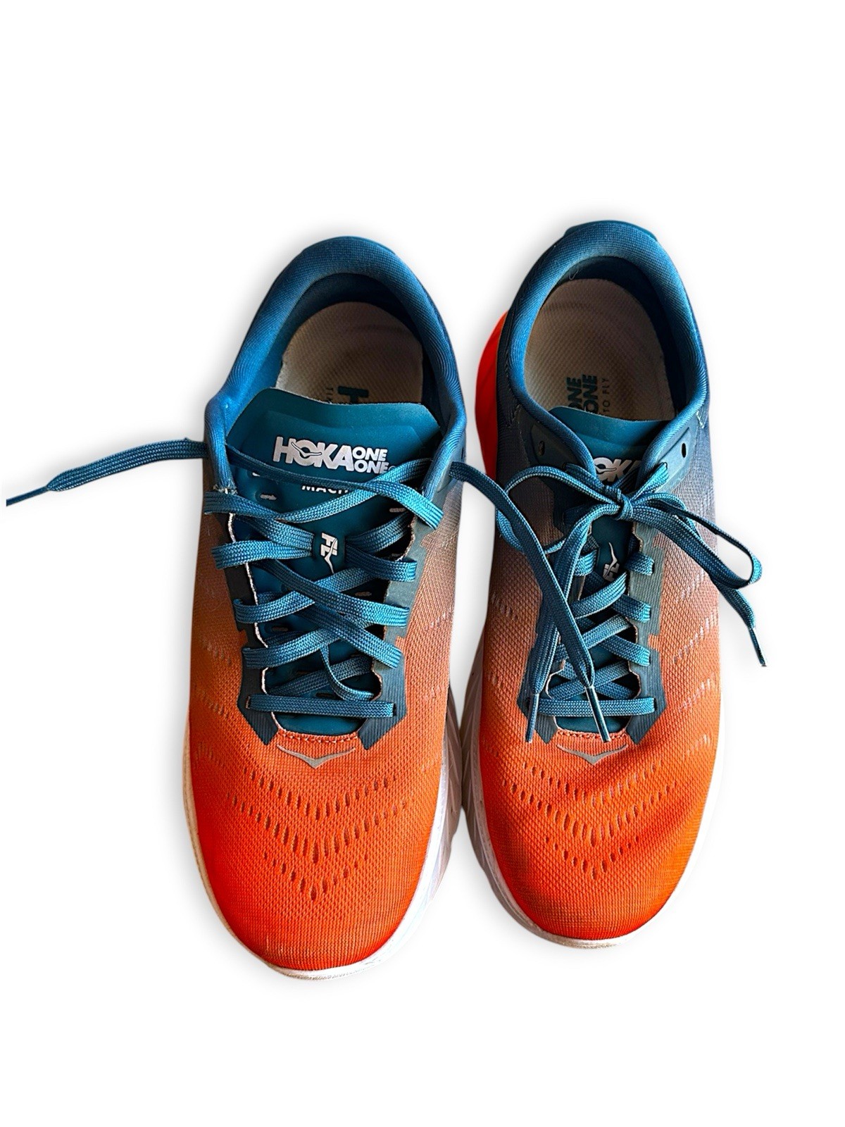 HOKA ONE ONE Mach 2 Men's Orange Blue Running Shoes Breathable Lightweight