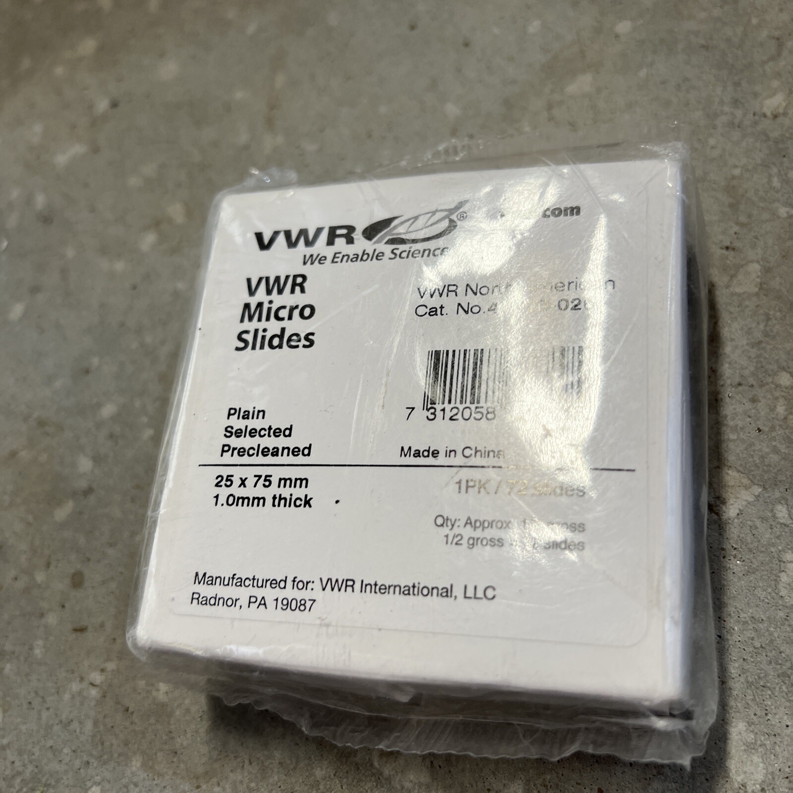VWR Microscope Slides 72 Pack Plain Selected 25x77x1mm 48300-026 1/2 Gross
