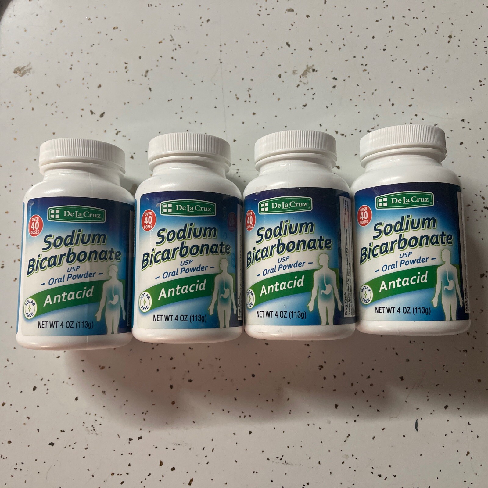 De La Cruz® Sodium Bicarbonate Powder 4 oz (4 BOTTLES)  / USP Grade  Exp 05/26